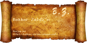 Bekker Zalán névjegykártya