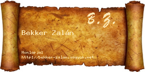 Bekker Zalán névjegykártya
